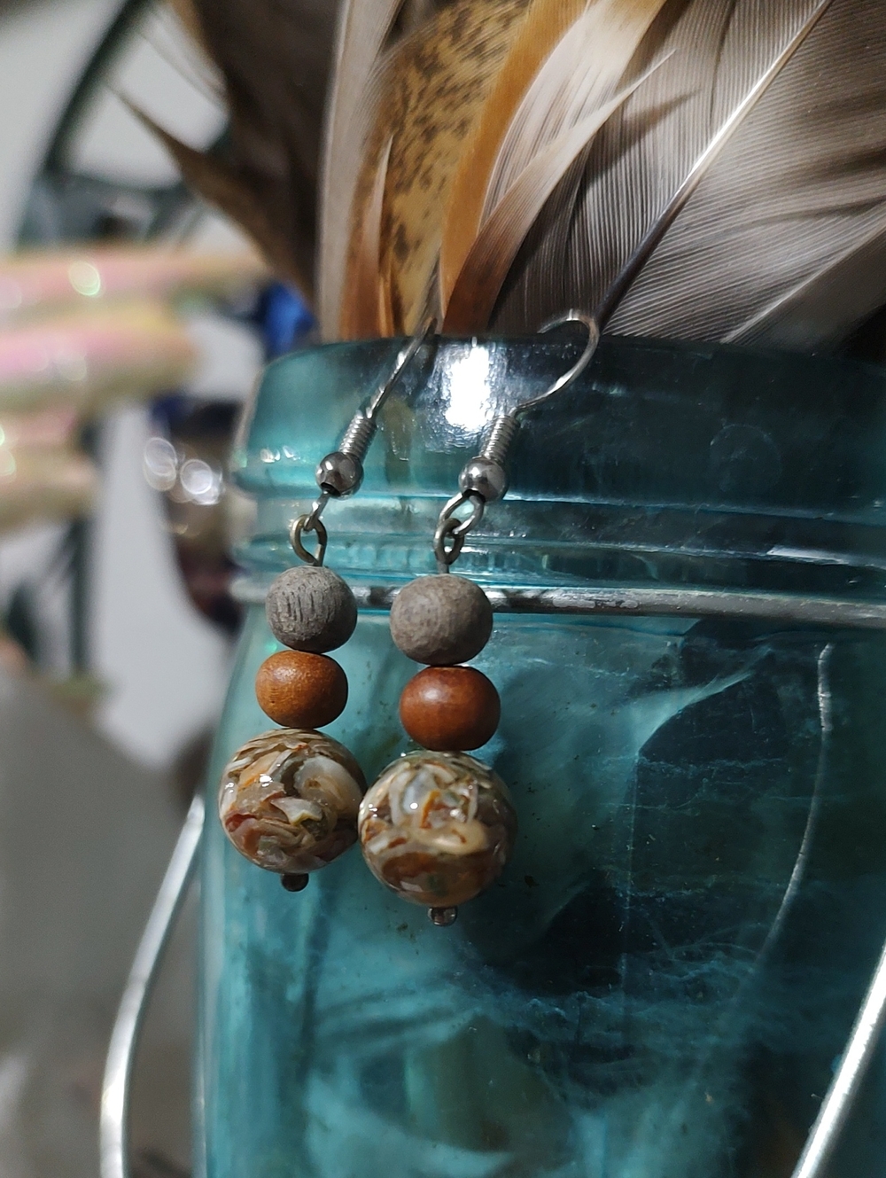 Handmade Crushed Shell And Wood Beads